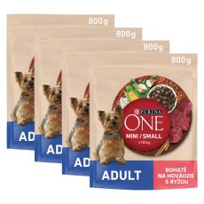 PURINA ONE MINI/SMALL Adult, marhahús rizzsel 4 x 800 g