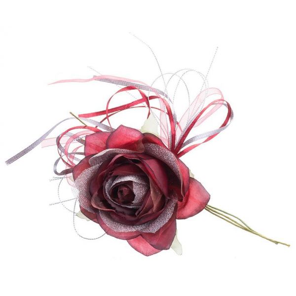 Kerti Virágok MagicHome, rózsa, bordó, szár, virág mérete: 10 cm, virág hossza: 18 cm, csomagolás. 6 db.