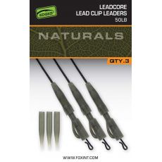 Fox Naturals Leadcore Power Grip Lead Clip Leaders 75 cm 3 db 50 lb