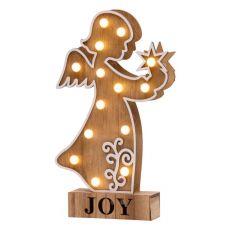 Dekoráció MagicHome Karácsonyi Woodeco, Angyal, 14 LED, 19x33 cm, 19x33 cm