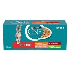 PURINA ONE STERILCAT Multipack csirke, marha, lazac &eacute;s pulyka szaftban 40x85g