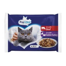 PreVital Cat Kapszula marhahús/nyúl-pulyka zselében 4 x 100 g