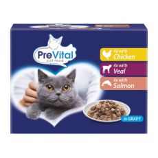 PreVital Cat Kapszula csirke/borjú/lazac mártásban 12 x 100 g