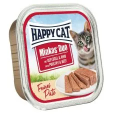 Happy Cat Minkas DUO Pat&eacute; baromfi &eacute;s marhah&uacute;s 100 g