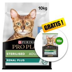 PURINA PRO PLAN CAT STERILISED RENAL PLUS Rabbit 10 kg + 10 x Sterilised tasakos eledel GRÁTISZ