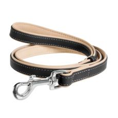 Bőr póráz  Collar Soft - 122cm, 13mm - fekete - bézs