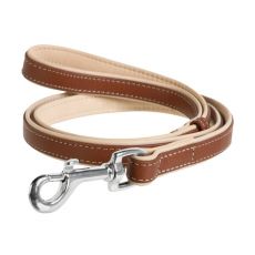 Bőr póráz  Collar Soft - 122cm, 13mm - fekete - bézs