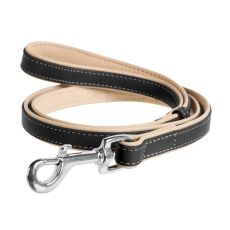 Bőr póráz  Collar Soft - 122cm, 25mm - fekete - bézs