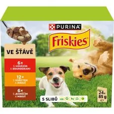 FRISKIES ADULT multipack marhah&uacute;ssal, csirk&eacute;vel &eacute;s b&aacute;r&aacute;nyh&uacute;ssal l&eacute;ben 24 x 85 g
