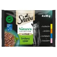 Sheba Natures Collection Vegyes v&aacute;logat&aacute;s tasak sz&oacute;szban 4 x 85 g
