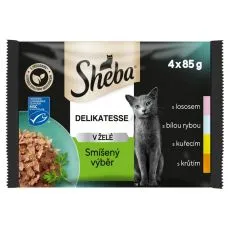 Sheba Delikatesse Vegyes v&aacute;logat&aacute;s tasak zsel&eacute;ben 4 x 85 g
