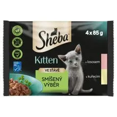 Sheba Kitten Vegyes v&aacute;logat&aacute;s tasak sz&oacute;szban 4 x 85 g