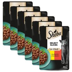 Sheba Select Slices Csirkehúsos és marhahúsos tasak szószban 6 x 85 g