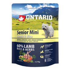 ONTARIO Senior Mini Lamb & Rice 0,75kg - SÉRÜLT CSOMAGOLÁS