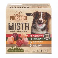 Propesko MISTR Dog Alutasakos marha/vadhús/csirke/pulyka szószban 24 x 85 g