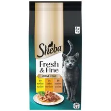 Sheba Fresh & Fine csirk&eacute;ből &eacute;s pulyk&aacute;b&oacute;l 6 x 50 g