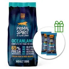 Primal Spirit Dog 65% Oceanland Dog &oacute;ce&aacute;ni hal 12 kg + 2 x jutalomfalat GR&Aacute;TISZ