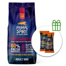 Primal Spirit Dog 60% Wilderness Dog Ib&eacute;riai malac 12 kg + 2 x jutalomfalat GR&Aacute;TISZ