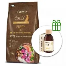 Fitmin Purity Puppy Rice Lamb & Salmon 12 kg + Fitmin Purity lazacolaj GR&Aacute;TISZ