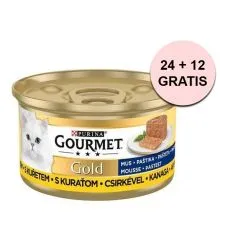 Gourmet GOLD konzerv - csirkeh&uacute;s p&aacute;st&eacute;tom 85 g, 24+12 db GR&Aacute;TISZ