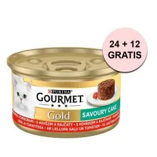 Gourmet GOLD konzerv - Savoury Cake marhah&uacute;ssal &eacute;s paradicsommal 85 g, 24+12 db GR&Aacute;TISZ