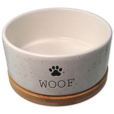 Dog Fantasy WOOF Kerámia tál alátéttel, fehér 850 ml