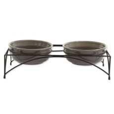 Dog Fantasy Set kerámia tálak állvánnyal szürke 2 x 12,5 cm