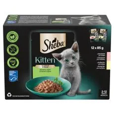 Sheba Kitten Vegyes v&aacute;logat&aacute;s tasak sz&oacute;szban 12 x 85 g