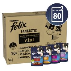 FELIX Fantastic Multipack tasakos eledel - marhával, csirkével, kacsával és báránnyal zselében 80 x 85 g
