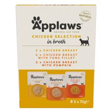 Applaws Chicken Selection Tasak macskáknak, csirkehús kiválasztás lében 6 x 70 g