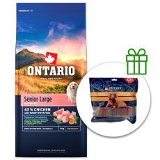 Ontario Senior Large Chicken & Sweet Potatoes 12 kg + Rabbit Snack 500g GRÁTISZ