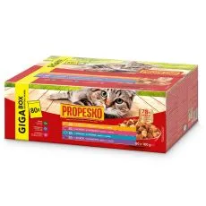 Propesko Cat Adult GIGA BOX marhah&uacute;s/csirke/tonhal/b&aacute;r&aacute;ny sz&oacute;sszal 80 x 100 g