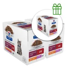 Hill&rsquo;s Prescription Diet i/d em&eacute;szt&eacute;st t&aacute;mogat&oacute; csirk&eacute;s alutasakos eledel k&ouml;ly&ouml;kmacsk&aacute;knak 12 &times; 85 g, 2+1 GR&Aacute;TISZ