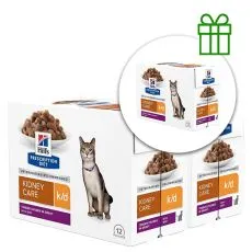 Hill's Prescription Diet k/d Veset&aacute;mogat&aacute;s macsk&aacute;knak marh&aacute;val 12 x 85 g, 2+1 GR&Aacute;TISZ