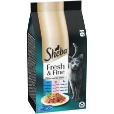 Sheba Fresh & Fine tasakok, tonhal, lazac &eacute;s feh&eacute;r hal 6 x 50 g