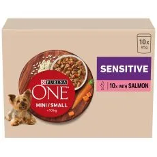 PURINA ONE MINI MINI Dog Sensitive lazac l&eacute;ben 10 x 85 g