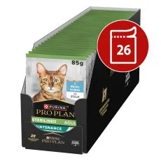PRO PLAN Sterilised Maintenance tasakos macskaeledel feh&eacute;r hallal szaftban 26 x 85 g