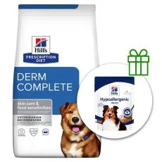 Hill's Prescription Diet Canine Derm Complete 4 kg + jutalomfalat GR&Aacute;TISZ
