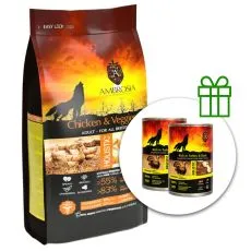 Ambrosia Adult All Breeds Chicken & Veggies 12 kg + 2 konzerv GR&Aacute;TISZ