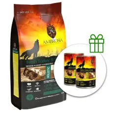 Ambrosia Senior & Sterilized All Breeds Fresh Turkey & Salmon 12 kg + 2 konzerv GR&Aacute;TISZ
