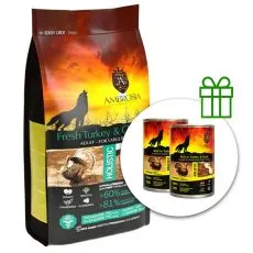Ambrosia Adult Large Breeds Fresh Turkey & Chicken 12 kg + 2 konzerv GR&Aacute;TISZ