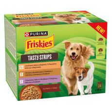Friskies Tasty Strips kuty&aacute;knak sz&aacute;nt tasakos eledel csirke, pulyka, kacsa szaftban 24 x 85 g