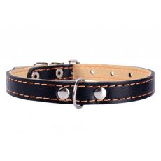 Kétrétegű bőr nyakörv - 32 - 40cm, 20mm - feketés bézs