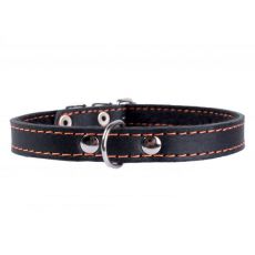 Bőr nyakörv kutyák számára - 22-30cm, 10mm - fekete