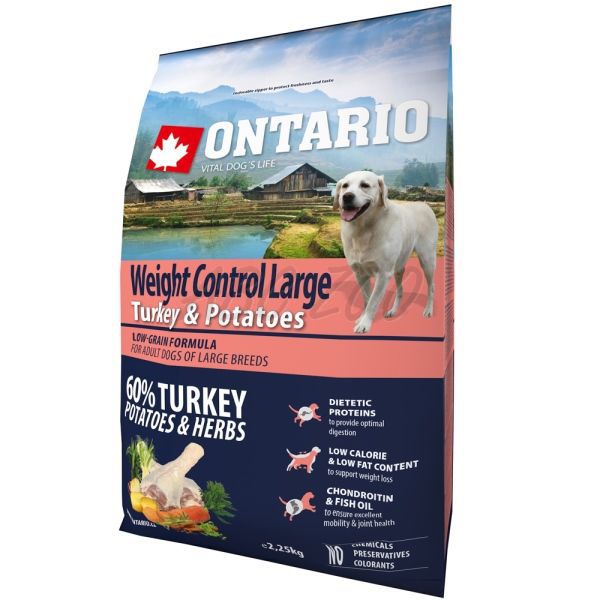 ONTARIO Weight Control Large - turkey & potatoes 2,25kg