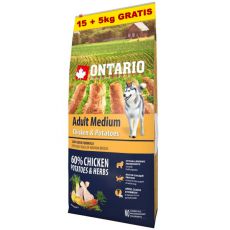 ONTARIO Adult Medium - chicken & potatoes 15+5kg GRÁTISZ