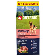 ONTARIO Adult Large Beef & Rice 15+5kg GRÁTISZ