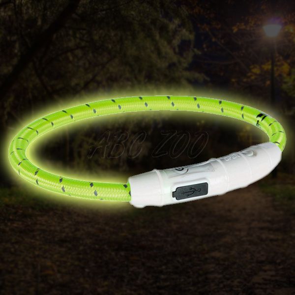 Világító LED nyakörv XS-S, zöld 35 cm