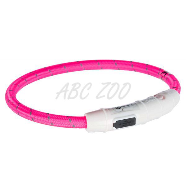 Világító LED nyakörv XS-S, rózsaszín 35 cm