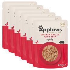 Applaws Tasakos macskaeledel csirkemell és marhahús zselében 6 x 70 g